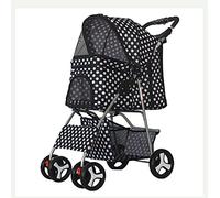 Pet Travel Stroller Pet Trolley Stroller Folding 4 Wheels Detachable Washable,Blue (Color : Black)