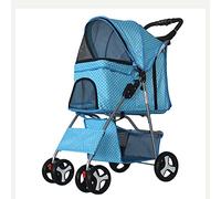 Pet Travel Stroller Pet Trolley Stroller Folding 4 Wheels Detachable Washable,Blue (Color : Blu)