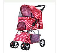 Pet Travel Stroller Pet Trolley Stroller Folding 4 Wheels Detachable Washable,Blue (Color : Roze)