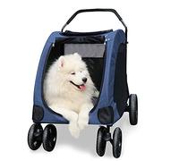 Pet Travel Stroller Travel Stroller Medium and large Pet Pushchair Jogger Dog Cat Folding Load 55kg,durable,Red (Color : Blu)