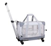 Pet Travel Trolley Case,Roller Cat/Dog Travel Bag Pet Trolley Case, Puppy Stroller for Small Dog/Cat Transport Travel Case Removable Trolley Bag Portable Car Seat Puppy Cat Luggage (Gray a)