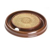 Pet Trendz Cat Scratch Chaser Ball Toy Activity Centre Reversible Corrugated Cardboard Scratcher Insert for Indoor Cats & Kittens Catnip Included - Brown