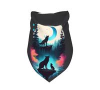 Pet Triangle Scarf Artistic Moon Valley Wolf Printed Cat Dog Handkerchief Soft Pet Neckerchief Costumes Headwear Dog Bandana For Festival Party Small Medium Large Rabbits 30X70Cm