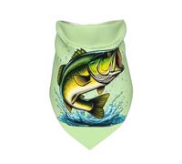 Pet Triangle Scarf Big Bass Fish Printed Cat Dog Handkerchief Soft Dog Bandana Decoratio Cat Dogs Kerchief For Cats Small Medium Large Festival Party 30X70Cm