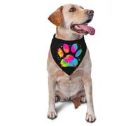 Pet Triangle Scarf Colorful Splash Pooch Paw Cat Dogs Kerchief Soft Triangle Bib Scarf Costumes Headwear Cat Dog Handkerchief For Birthday Small Medium Large Cats 30X70Cm
