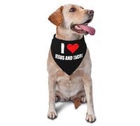 Pet Triangle Scarf I Love Jesus And Tacos Triangle Bib Scarf Breathable Cat Dogs Kerchief Decoratio Pet Neckerchief For Cats Birthday Small Medium Large 30X70Cm