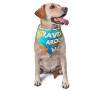 Pet Triangle Scarf Let'S Go Travel Around The World Print Triangle Bib Scarf Washable Dog Bandana Breathable Cat Dogs Kerchief For Small Medium Large Cats Festival Party 30X70Cm