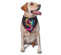 Pet Triangle Scarf Neon Gothic Skull Moon Print Dog Bandana Decoratio Pet Neckerchief Washable Cat Dogs Kerchief For Festival Party Birthday Rabbits 30X70Cm