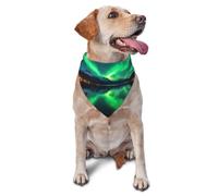Pet Triangle Scarf Northern Light Print Dog Bandana Washable Triangle Bib Scarf Decoratio Cat Dogs Kerchief For Birthday Festival Party Small Medium Large 30X70Cm