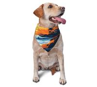 Pet Triangle Scarf Serene Sea Sunset Print Triangle Bib Scarf Washable Pet Neckerchief Breathable Cat Dog Handkerchief For Birthday Dogs And Cats Small Medium Large 30X70Cm