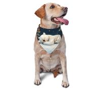 Pet Triangle Scarf Starry Sleep White Bear Print Cat Dogs Kerchief Soft Pet Neckerchief Costumes Headwear Cat Dog Handkerchief For Rabbits Birthday Small Medium Large 30X70Cm