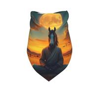 Pet Triangle Scarf Sunset Prairie Meditating Horse Printed Cat Dog Handkerchief Soft Pet Neckerchief Washable Cat Dogs Kerchief For Birthday Cats Small Medium Large 30X70Cm
