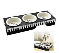 Pet Triple Bowl Piano Stand Triple Ceramic Bowl Feeder for Pets Dogs Cats Easy Clean Bowls With Piano Style Stand Raised Pet Feeding Station: 44 x 15.5 x 7cm Dog Cat Pet Bowls