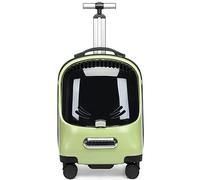 Pet Trolley Backpack Rolling Carrier on Wheels, Transparent & Ventilate Luggage Case, Pet Travel Carrier