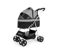 Pet Trolley Cart, Dog Stroller, 4 Wheels Foldable Pram for Cat Dog, 360° Rotation Front Wheel Quick Folding, Max Loading 40kg for Small Medium Dog (Black)