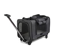 Pet Trolley Case Rolling Carrier with Removable Wheels Travel Bag for Small and Medium Dogs and Cats Foldable Breathable