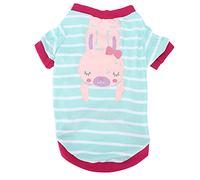 Pet TShirt Striped Cotton Cartoon Print Autumn Winter Thin Bottoming Shirt for Small Medium Dogs Cats Indoor Outdoor Comfortable Durable (S)