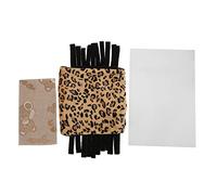 Pet Tunnel Nest Flannel Leopard Hideout Play Tube with Fringed Curtain, Small Animal Shelter for Hamster Guinea Pig, Detachable Seasonal Cushion, 30cm Long (Beige)