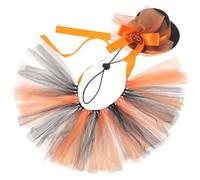 Pet Tutu Skirt Halloween Costume Orange Gauze with Hat