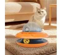 Pet UFO feeder, automatic food leakage device for cats and dogs, electric bell frisbee sensing toy, suitable for all dogs and cats