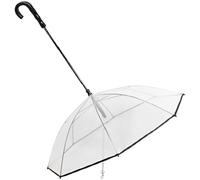 Pet Umbrella with Leash, Transparent Dog Umbrella for Small Medium Dogs, Attached Leash Outdoor Rain Snow Cover, 17.7 in, 45 cm Diameter