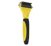 Pet Undercoat Rake, 2 Sided Dematting Comb for Dogs and Cats, Stainless Steel Grooming Tool with Sparse and Dense Teeth to Remove Knots and Loose Hair