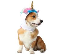 Pet Unicorn Hat for Cat Dog Ear Wrap Hood Furry Pet Wig Funny Pet Costumes Pet Unicorn Cosplay Outfit Dog Cat Headgear for Halloween Christmas
