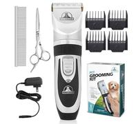 Pet Union Professional Dog Grooming Kit - Rechargeable, Cordless Pet Grooming Clippers & Complete Set of Dog Grooming Tools. Low Noise & Suitable for Dogs, Cats and Other Pets (Stainless Steel)