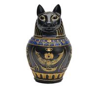 Pet Urn - Egyptian Cat God Figurative Vessel, Memorial Bereavement Commemoration, Resin Material Build, Secure Contained Chamber Feature, Commemorations for Pets, 12x20.5cm