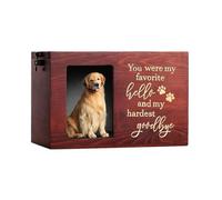 Pet Urn for Dogs, Wooden Urn for Cat Ashes with Photo Exhibition, Dog Ash Keepsake, Medium Dog Fish Box for Ashes, Collars, Toys and Served Animal Family Members with a Sound