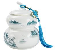 Pet urn, Keepsake for Ashes - Medium Ceramics Funeral Urn Jar for Human or Pet, Creative Gourd Shape Cremation Urns(White B)