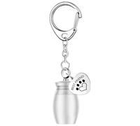 Pet Urn Keychain - Keepsake Urn Keychain For Pet Remembrance | Pet Memorial Keychain Dog Keychain Cremation Cylinder Keepsake | Paw Print Memorial Urn, Sympathy Loss Of Pet Keyring For Dog, Cat, Puppy