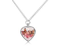 Pet Urn Necklace for Ashes Butterfly Drip Spray Watercolor Heart-Shaped Memorial Pendant with Filling Kit 27.6" Adjustable Chain Cremation Keepsake Jewelry for Dog Cat Sympathy Gift for Pets Lovers