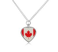 Pet Urn Necklace for Ashes Retro Canada Flag Pattern Heart-Shaped Memorial Pendant with Filling Kit 27.6" Adjustable Chain Cremation Keepsake Jewelry for Dog Cat Sympathy Gift for Pets Lovers