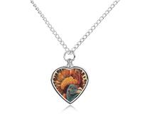 Pet Urn Necklace for Ashes There Is A Turkey on The Head Heart-Shaped Memorial Pendant with Filling Kit 27.6" Adjustable Chain Cremation Keepsake Jewelry for Dog Cat Sympathy Gift for Pets Lovers
