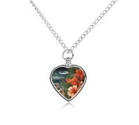 Pet Urn Necklace for Ashes Tropical Flowers And Decorations Heart-Shaped Memorial Pendant with Filling Kit 27.6" Adjustable Chain Cremation Keepsake Jewelry for Dog Cat Sympathy Gift for Pets Lovers