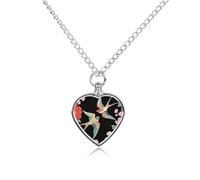 Pet Urn Necklace for Ashes Two Colorful Flying Birds Heart-Shaped Memorial Pendant with Filling Kit 27.6" Adjustable Chain Cremation Keepsake Jewelry for Dog Cat Sympathy Gift for Pets Lovers