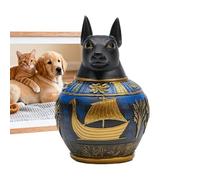 Pet Urn - Small Decorative Egyptian Resin | Egyptian Resin Spiritual Jar with Handmade Details Funeral Home Decor Pet Cremation Box | E