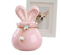 Pet Urns 150ml Cute Bunny Ear Design Ceramic Remembrance Box | Pet Cremation Urn for Animal Table Home Memorial Loss Sympathy Grave Bereavement Cat