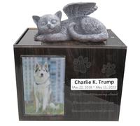 Pet Urns for Dog Cat Ashes, Large Acrylic Funeral Cremation Urns with Photo Frame & Ashes Bag, Memorial Keepsake Memory Box with Black Flannel as Lining, Loss Pet Memorial Remembrance Gift