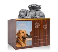 Pet Urns for Dog Cat Ashes, Large Acrylic Funeral Cremation Urns with Photo Frame & Ashes Bag, Memorial Keepsake Memory Box with Black Flannel as Lining, Loss Pet Memorial Remembrance Gift