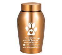 Pet Urns for Dogs Ashes - Paw Print Cremation Jewellery Gold Memorial Keepsake Urn, Remembrance for Pet Loss