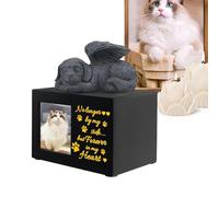 Pet Urns for the Ashes of Dogs - Wooden Animal Urn with Dog Angel | Paw Print Pattern with Photo Frame | Dog Keepsake Pet Memoria Picture Glory | Funeral Boxes for Pets for Lovers