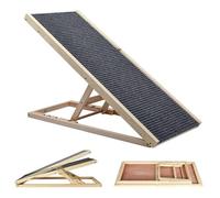 Pet Vehicle Ramps with Non-slip Carpet,4 Adjustable Height 30/40/50/60cm Wooden Pet Ramp Car Dog Ladder for Small Medium Large Dogs Portable Safety Folding Pet Ramps Ladder for Indoor Outdoor Bed Sofa