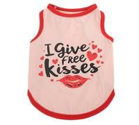 Pet Vest,Cat Dog Summer T-Shirt Lightweight Breathable I Lover Mom Dad Print Pet Sleeveless Tank Top for Cat Puppy Small Medium Dogs Boy Girl_XS(Pink-Kiss)