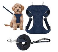 Pet Vest Harness, Breathable Denim Sandwich Mesh Puppy Strap | Seven Foot Long Lead Adjustable Secure Buckle 122g Reliable Training Gear For Walking Medium Bichon Frises