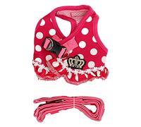 Pet Vest Harness, Leash Set, Adjustable Cotton Design with Dot Pattern, for Walking and Training Activities, Lightweight Animal Gear (L)