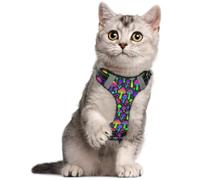 Pet Vest Harness Step-in S Neon Rainbow Magic Shroom