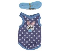Pet Vest Leash for Small Animals, Warm Breathable Canvas Flannel Clothes with Traction Rope for Rabbits and Guinea Pigs - Soft Skin Friendly Fabric, Cute Cartoon Design, All (S)