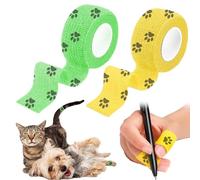 Pet Vet Wrap, 2 Rolls Elastic Pet Bandage, Self Adhesive Pet Breathable Bandages Wrap, Non-woven Dog Paw Pattern Cohesive Bandage for Wrist, Ankle Sprains & Swelling, 2.5cm x 4.5m